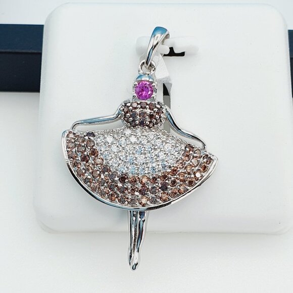 925 Sterling Silver Cubic Zirconia Pendant, UU1P6A6039 - Picture 1 of 8